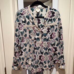Anthropologie Maeve Butterfly Print Women's Top